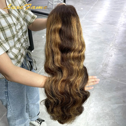 New Highlight Lace Front Wig Human Hair Wigs for Black Women Pre Plucked 180% Density Brazilian Body Wave Wig with Lace Frontal