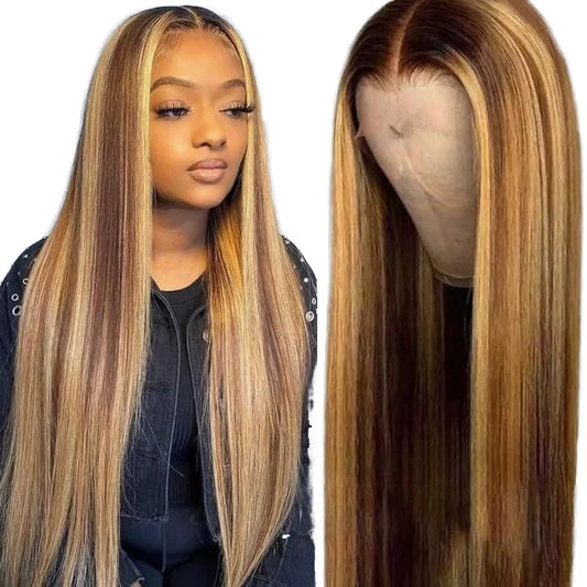 Ombre 4/27 Highlight Frontal Wig Brazilian Hair 13x4 Frontal Wigs Human Hair Lace Front Lace Frontal Wigs