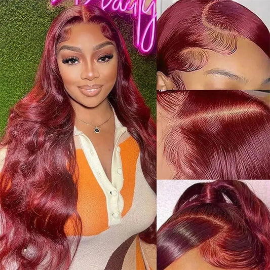 Burgundy 13x6 Hd Lace Frontal Human Hair Wig 220 Density Brazilian 13x4 Lace Front Wig 99j Body Wave Human Hair Wigs For Women