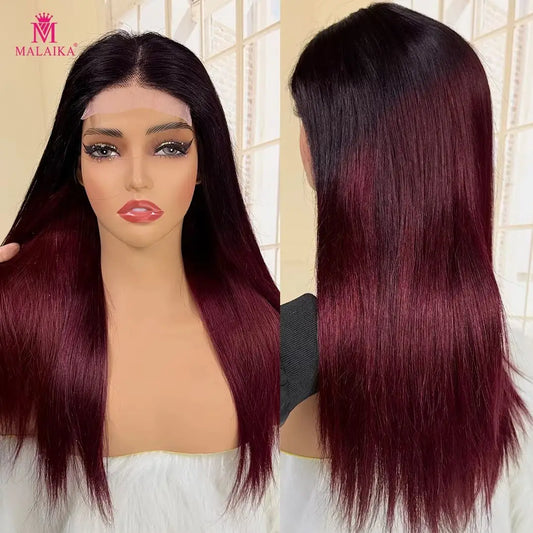Straight 4x4 Lace Closure Wigs 300% Density 100% Human Hair Wigs Transparent Middle Part Wig for Black Women